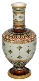 Mettlach 10" Vase Mosaic Floral Design