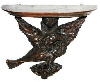 Black Forest Carved Wood 12-1/2" Eagle Shelf