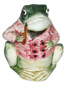 Frog 7" Character Tobacco Jar Austrian Majolica