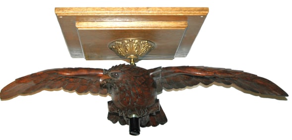 Black Forest Carved Eagle Ceiling Light
