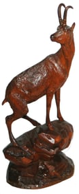 Black Forest 11" Carved Chamois Deer Rock  Figure