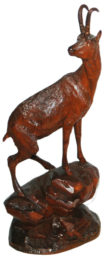 Black Forest 11" Carved Chamois Deer Rock  Figure (1 of 3)