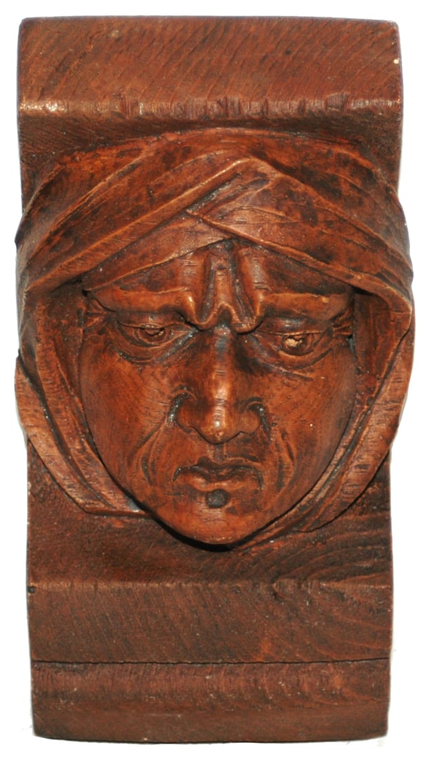 PAIR of Hooded Monk Terracotta Shelf Supports (1 of 3)