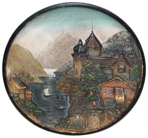 Terracotta Home on River Cliffs Relief Plaque