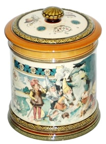 Mettlach Dwarfs Smoking near Mushrooms Tobacco Jar