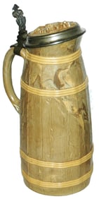 Mettlach 2L Barrel Shaped Character Stein