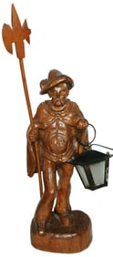 25" Carved Night Watchman w Lantern that Lights