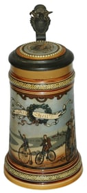 Mettlach Bicycle Race Stein w High Wheel Bikes