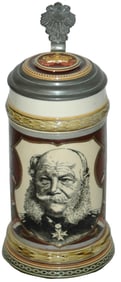 Mettlach Kaiser Wilhelm I Stein w Inlay Lid