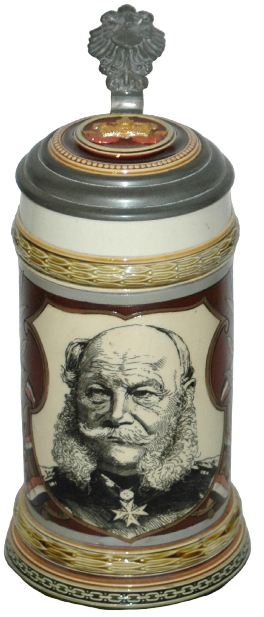 Mettlach Kaiser Wilhelm I Stein w Inlay Lid (1 of 5)