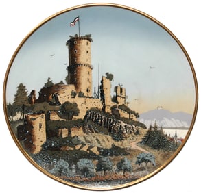 Mettlach Castle on a Hill 17" Plaque