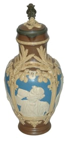 Mettlach 2L Scenes Soldier Student, Smoker Drinker