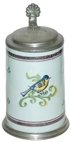 Faience Schrezheim c.1790 Bird on Branch Stein