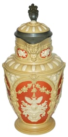 Mettlach 3L Shield Floral & Women Spout Stein