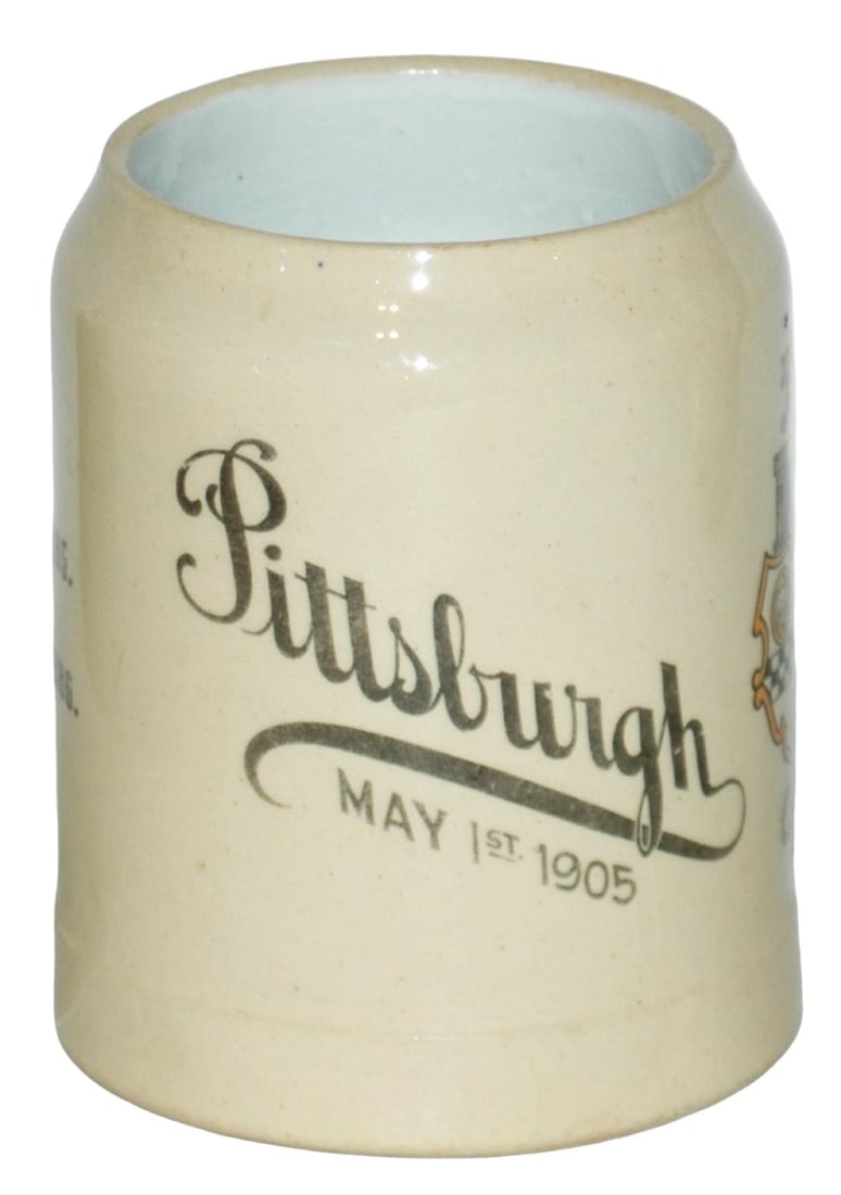 1905 Pittsburgh Tariff Club Mug: Pottery POG 1/2L. "Tariff Club, Pittsburgh May 1st 1905." Mint.