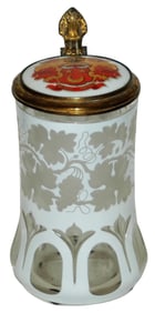 Overlay Glass Wheel-Cut Grape Leaves Beaker