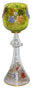 Moser Applied beads & Grape Leaf design Goblet