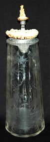 Great Set- FIVE Wheel-cut w Horn Lid Glown Glass