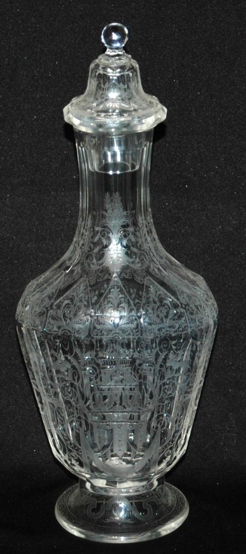 SET - 7 Detailed Lobmyer Florsl Decanter & Goblets (1 of 6)