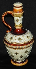 Mettlach SET - 6 Floral Design Cups & Decanter