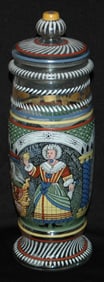 12" Glass Enamel Fritz Heckert Couple Pokal c.1890