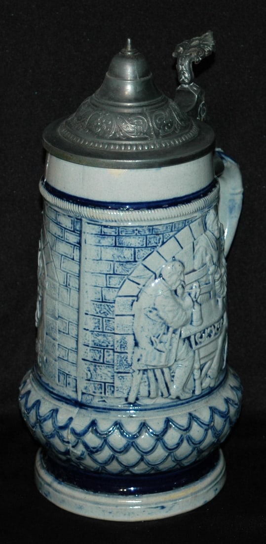 Whites Utica 1L Tavern Scen Relief Stoneware Stein (1 of 3)