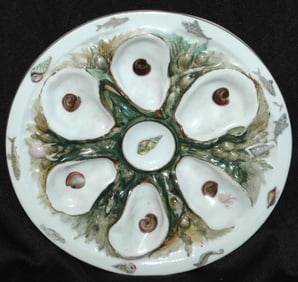 U.P.W. Oyster Plate dated 1879 Sea Horse Fish Shel