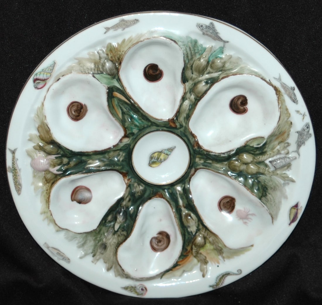 U.P.W. Oyster Plate dated 1879 Sea Horse Fish Shel (1 of 3)