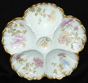 Haviland Lemoge Oyster Plate Detaled Floral