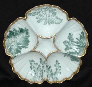 T&V Lemoge Oyster Plate Detailed Floral 5 Wells