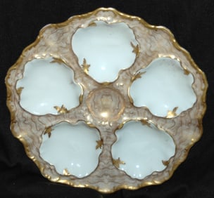 T & V Lemoge Gilded Design Oyster Plate