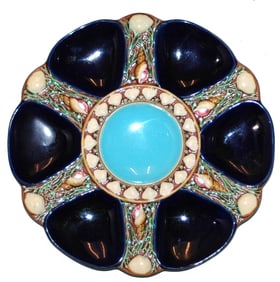 Minton Majolica Oyster Plate 7 Wells