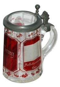 1/8L Wheel Cut Bohemian Glass Stein c. 1860