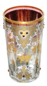 Moser Gold & Silver Enamel Applied Beads Beaker