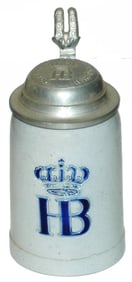1/8L Hofbrauhaus HB Stein w Matched Logo Lid