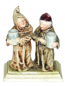 Munich Child & Monk Majolica Figure w HB Stein