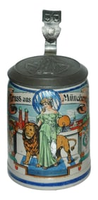 Bavaria w Lion Stoneware Munich Souvenir Stein