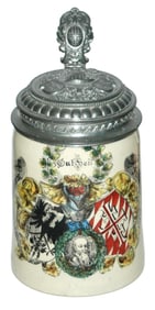 4F Shield Father Jahn & Black Eagle Stein w 4F Lid