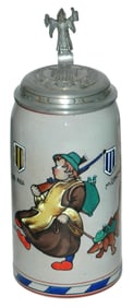 1L Munich Child w Rifle & Dachshund Dog Stein