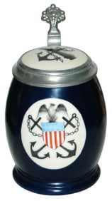 Porcelain American eagle shield litho of Admiral Schley