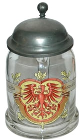 Van Hauten Red Eagle in Shield Glass Stein