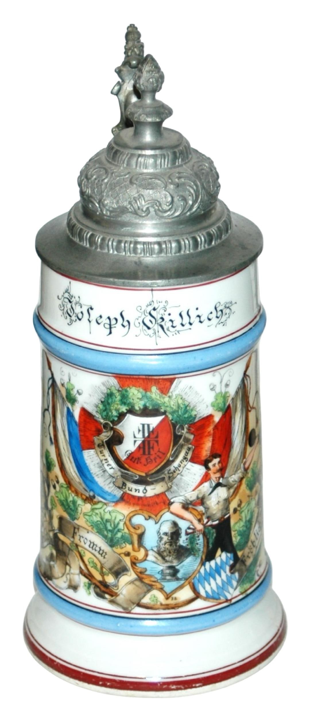 4F Scenes & Gym Equipt Porcelain Stein: Porcelain POG 1/2L. 4F scenes and gym apparatus’, Steph Killich.