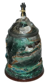 Zugspitz Mountain Character Stein w Gilded Cross