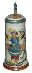Landsknecht W Sword & Goblet Etched Stein