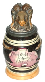 1/4L Diesinger Ram in Barrel Character Stein