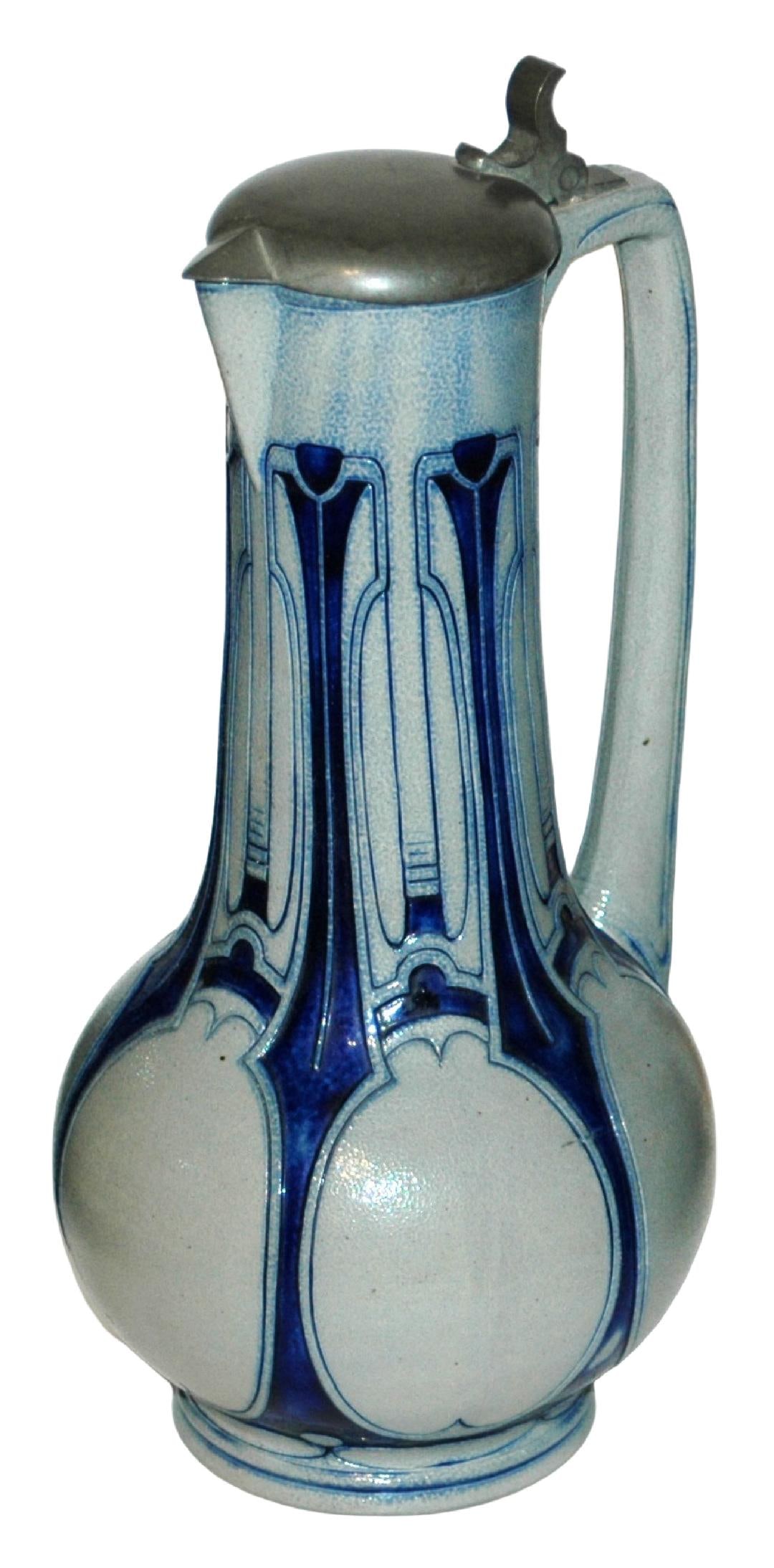 12-1/2" Art Nouveau Stoneware Molded Stein (1 of 3)