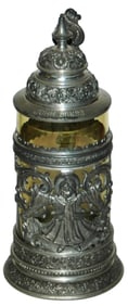 Amber Glass Stein w Relief Munich Child Overlay