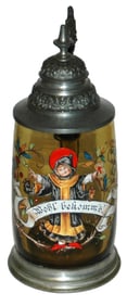 Munich Child Enameled Amber Glass Stein