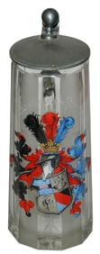 Dueling Fraternal Student Shield Glass Stein