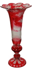 17-1/2" Stag & Forest Cut Scene Bohemian 1860 Vase